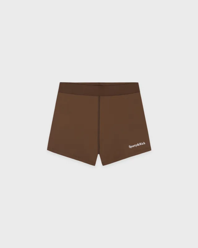 Serif Logo Active Short - Toffee/White sold by Sporty and Rich