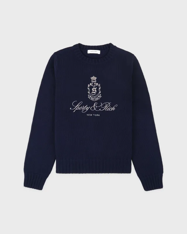 Vendome Knitted Sweater - Navy/Ecru sold by Sporty and Rich