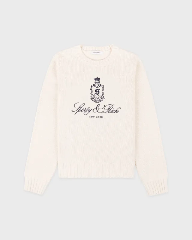 Vendome Knitted Sweater - Ecru/Navy sold by Sporty and Rich