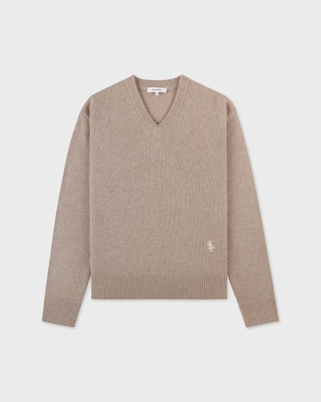 SRC Cashmere V-Neck Sweater - Tapioca sold by Sporty and Rich
