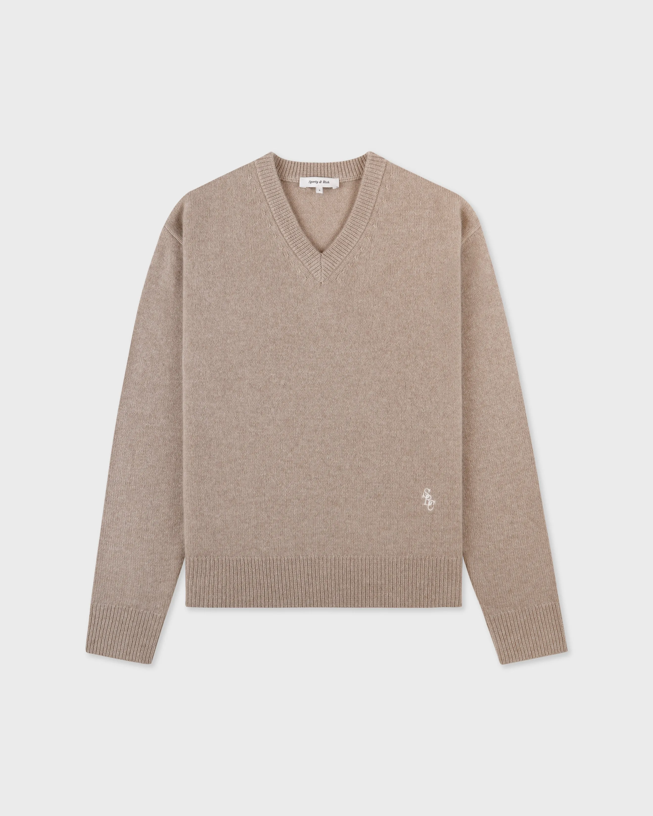 SRC Cashmere V-Neck Sweater - Tapioca sold by Sporty and Rich
