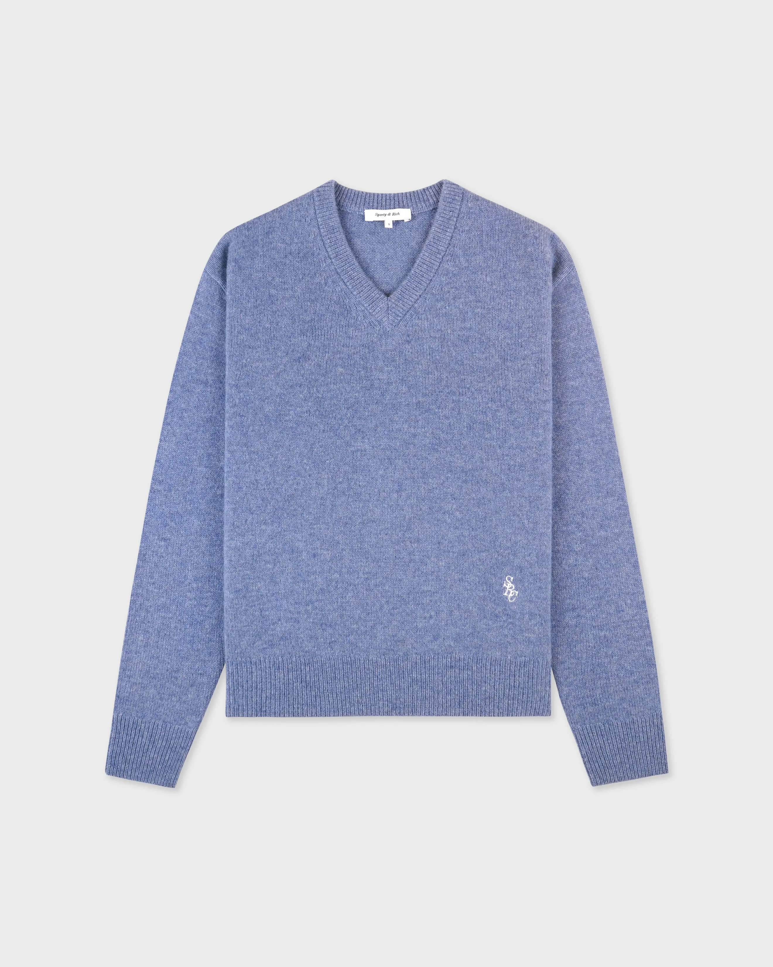 SRC Cashmere V-Neck Sweater - Colony Blue sold by Sporty and Rich
