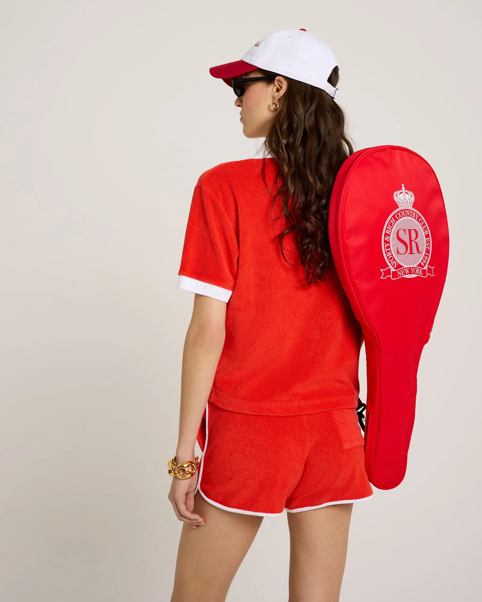 Serif Logo Terry Short - Bright Red/White sold by Sporty and Rich product image thumbnail 5