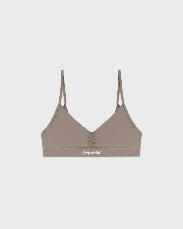 Signature Logo Mini Sports Bra - Hazelnut/White sold by Sporty and Rich