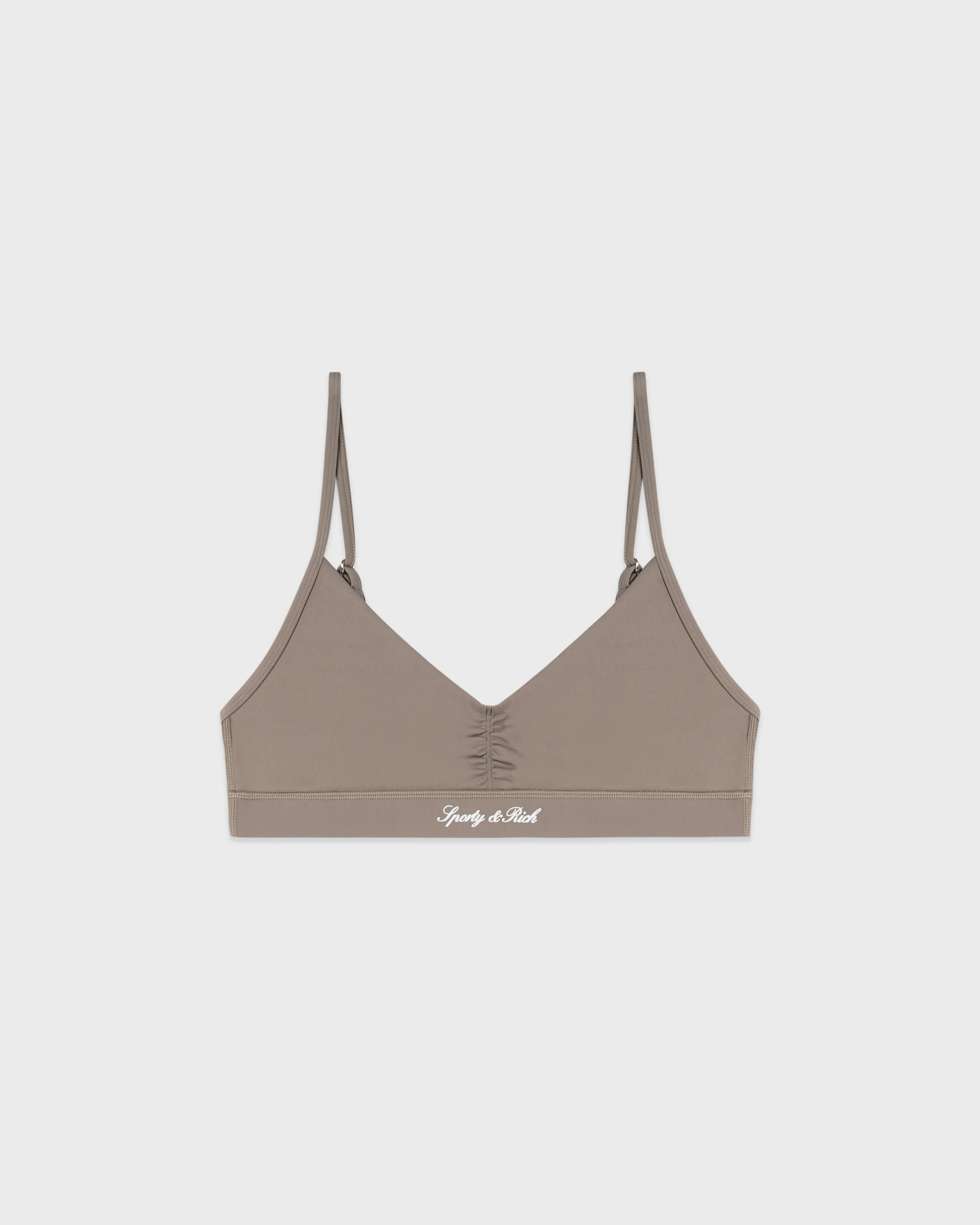 Signature Logo Mini Sports Bra - Hazelnut/White sold by Sporty and Rich