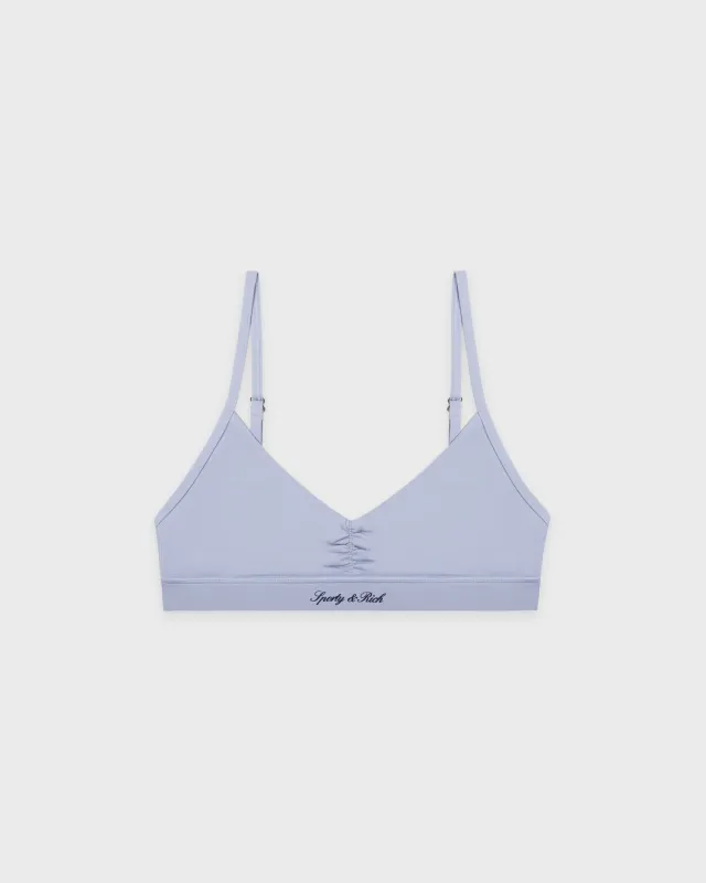 Signature Logo Mini Sports Bra - Faded Blue/White sold by Sporty and Rich
