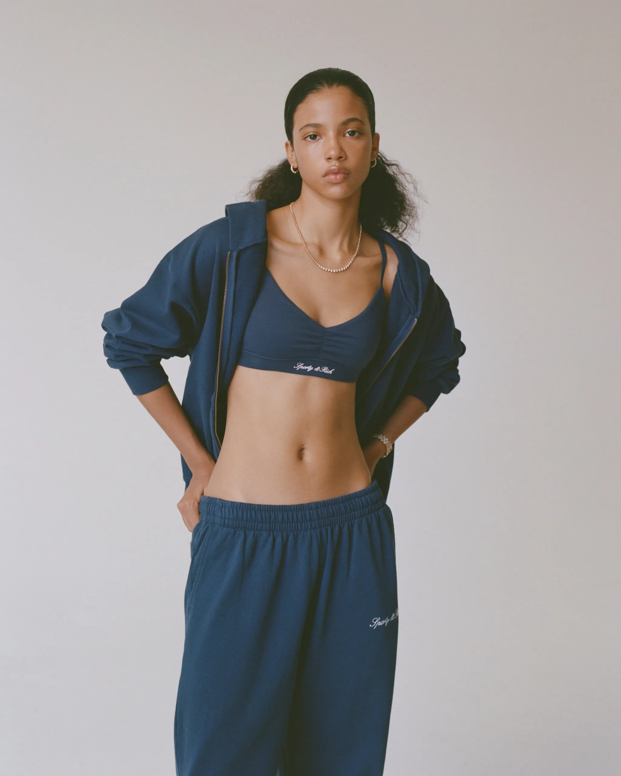 Signature Logo Mini Sports Bra - Dark Navy sold by Sporty and Rich product image thumbnail 3