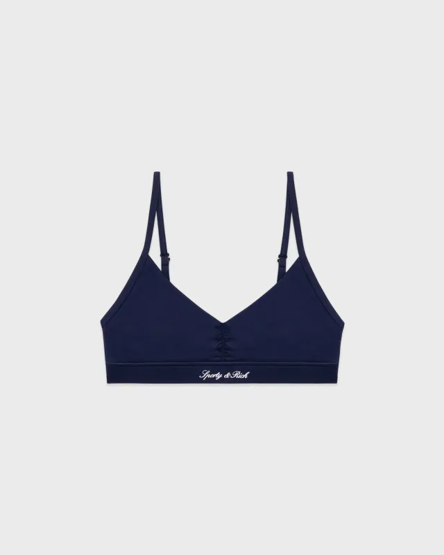 Signature Logo Mini Sports Bra - Dark Navy sold by Sporty and Rich