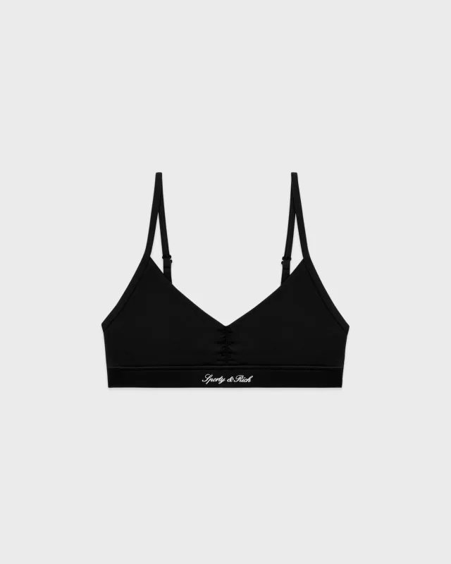 Signature Logo Mini Sports Bra - Black/White sold by Sporty and Rich