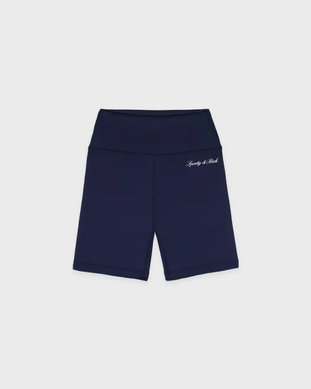 Signature Logo Biker Short - Navy/White sold by Sporty and Rich