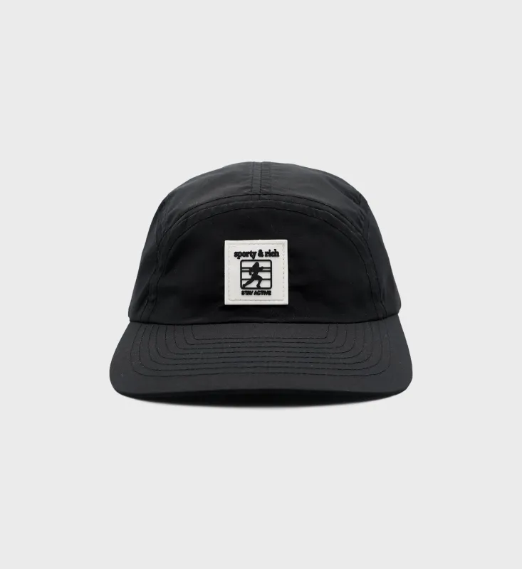 5 Panel Nylon Runner Hat - Black made by Sporty and Rich