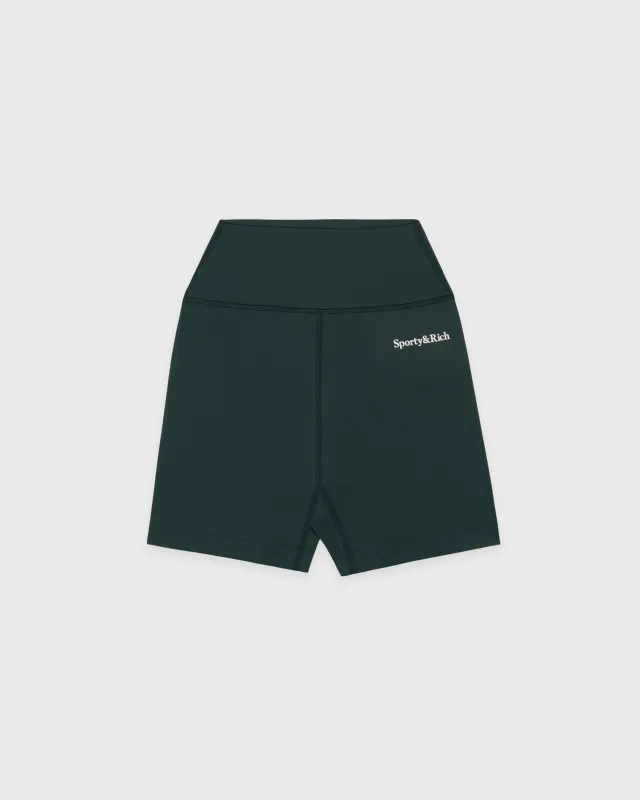 Serif Logo Biker Short - Forest/White sold by Sporty and Rich