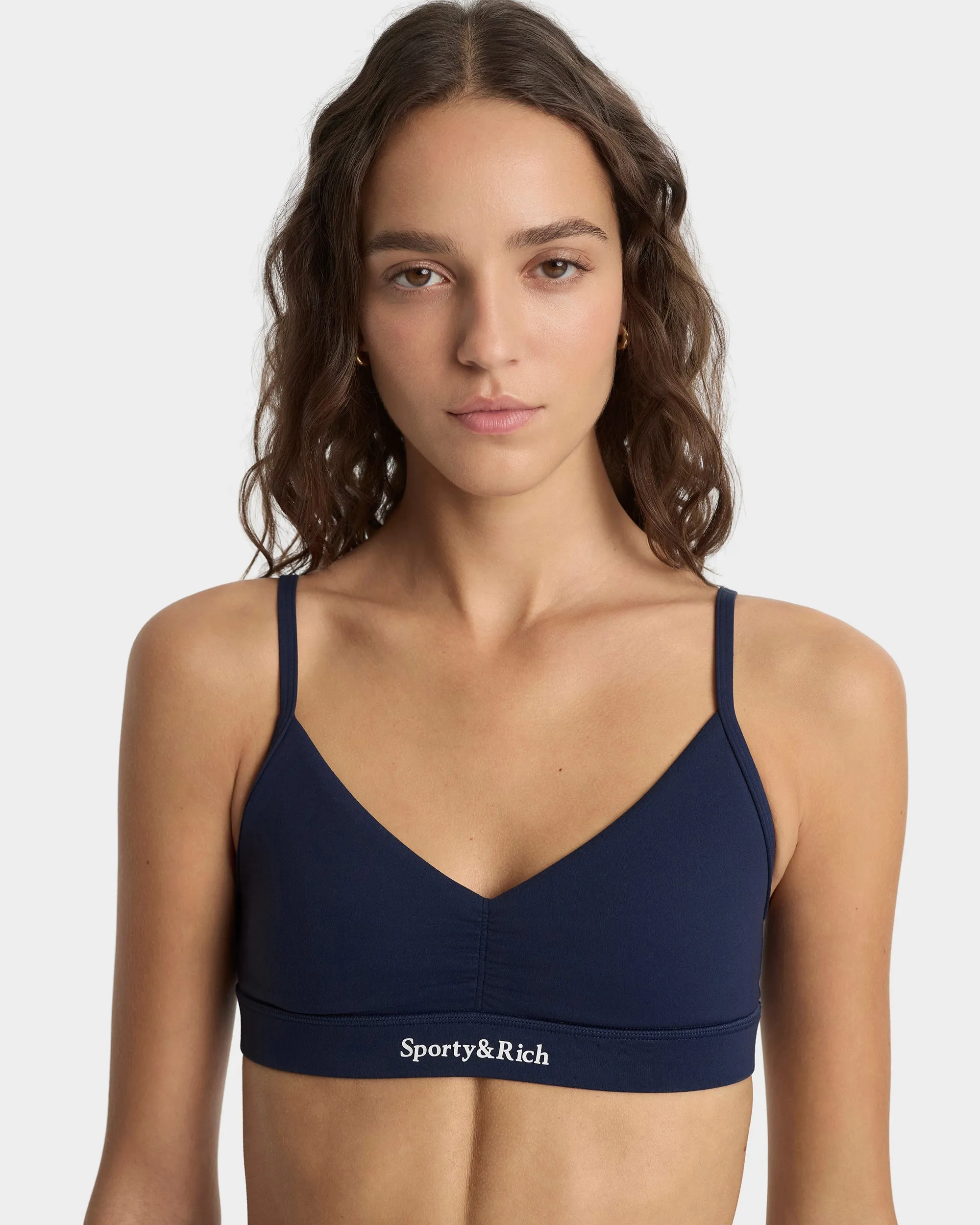 Serif Logo Mini Sports Bra - Navy/White sold by Sporty and Rich product image thumbnail 2