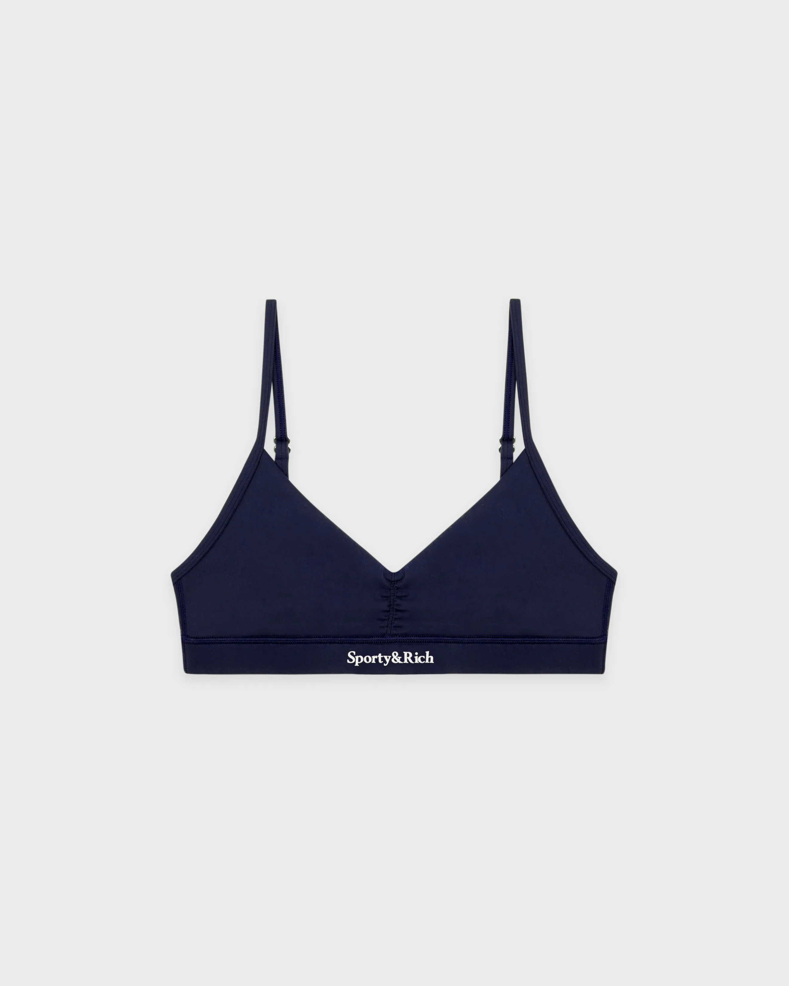 Serif Logo Mini Sports Bra - Navy/White sold by Sporty and Rich
