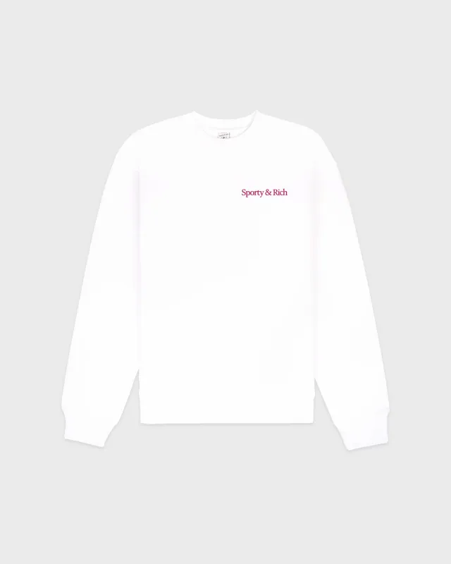 NY Motion Crewneck - White/Berry/Azure sold by Sporty and Rich
