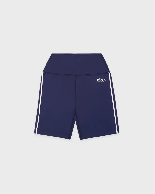 SR Runner Biker Short - Light Navy/White sold by Sporty and Rich