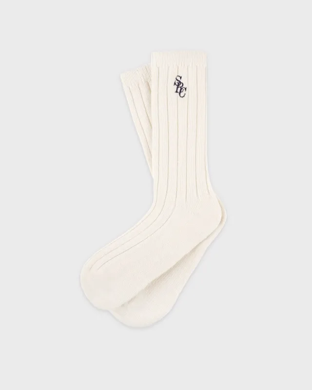SRC Cashmere Socks - Ecru/Navy sold by Sporty and Rich