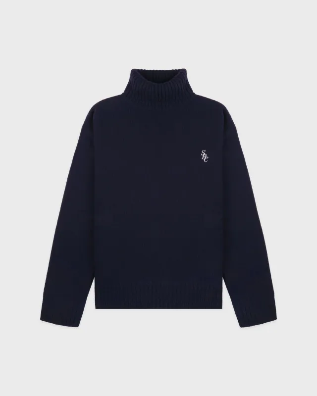 SRC Wool Turtleneck - Navy/White sold by Sporty and Rich