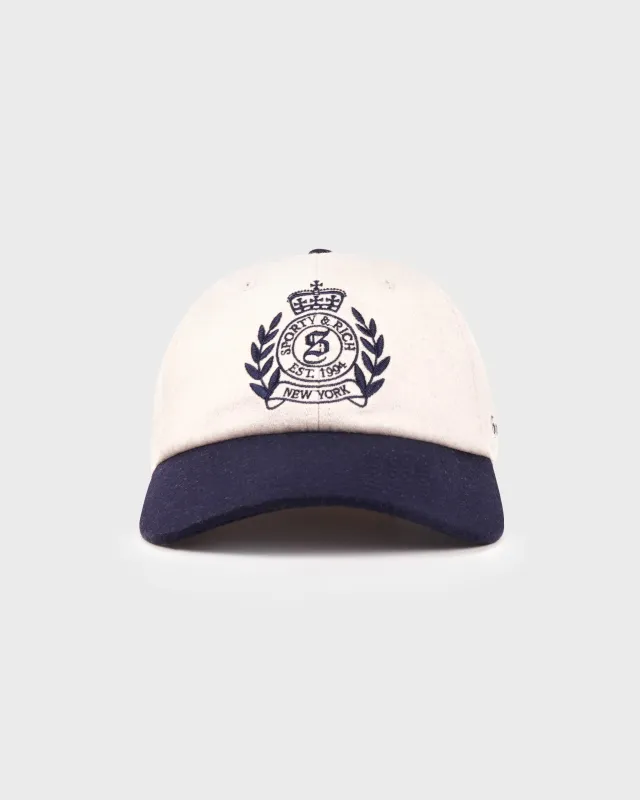 NY Crest Wool Hat - Ecru/Navy sold by Sporty and Rich