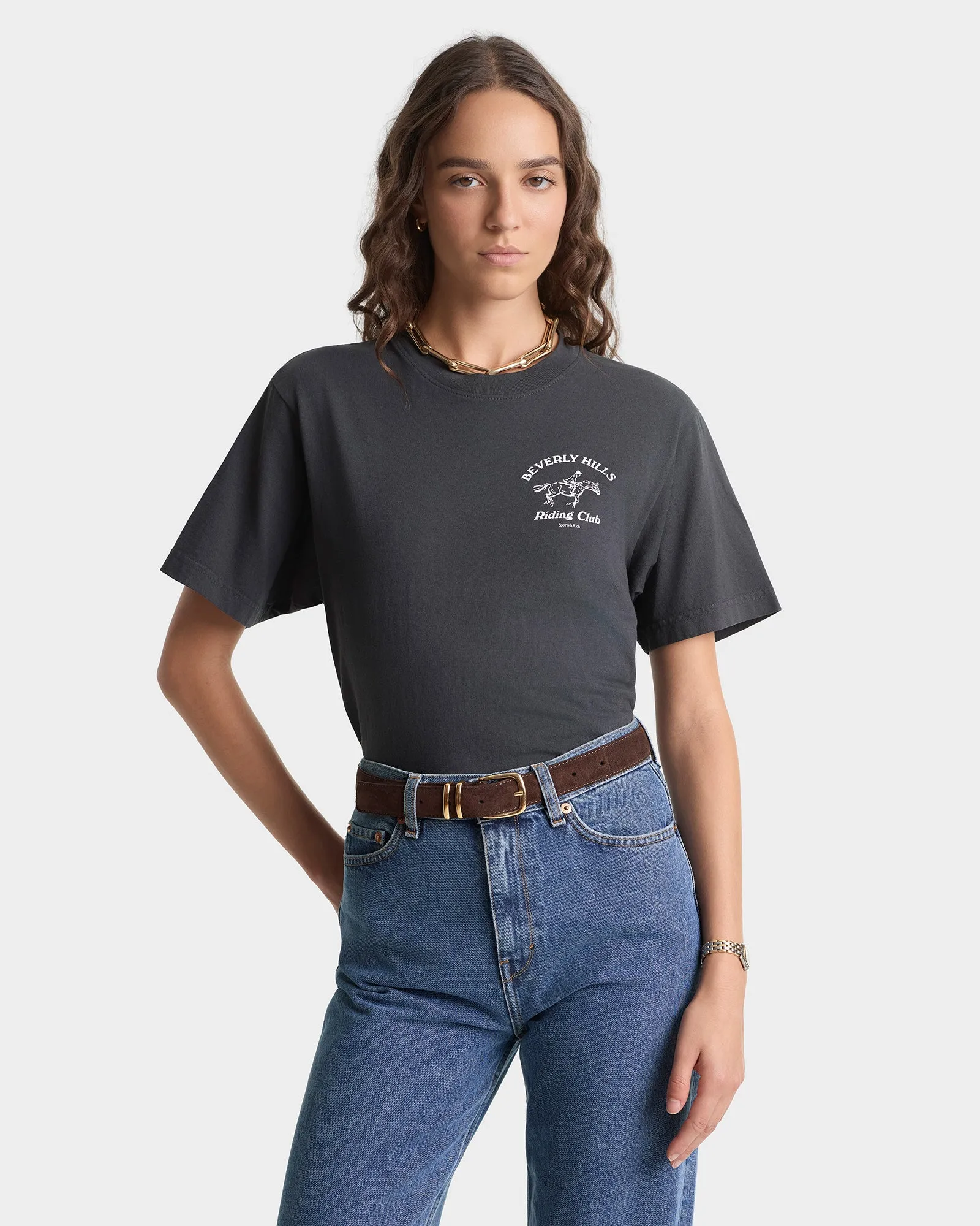 BH Riding Club T-Shirt - Faded Black/White sold by Sporty and Rich product image thumbnail 2