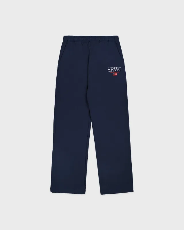 Nautical Embroidered Wide Sweatpant - Navy/White sold by Sporty and Rich