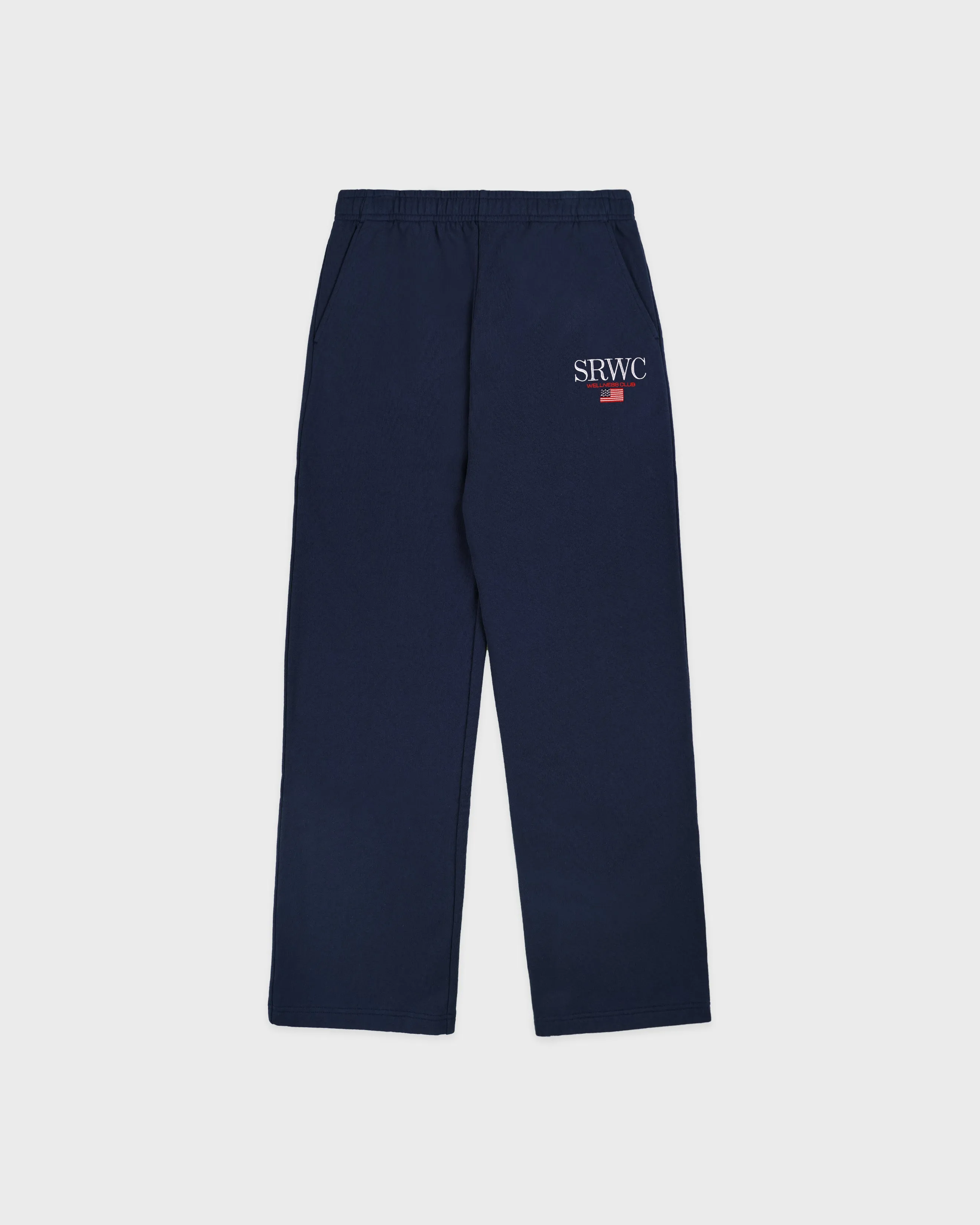 Nautical Embroidered Wide Sweatpant - Navy/White sold by Sporty and Rich