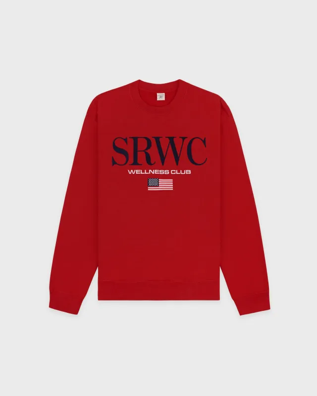 Nautical Embroidered Crewneck - Ruby/Navy sold by Sporty and Rich