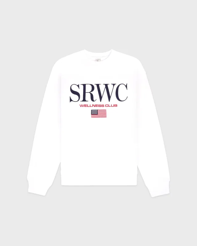 Nautical Embroidered Crewneck - White/Navy/Ruby sold by Sporty and Rich