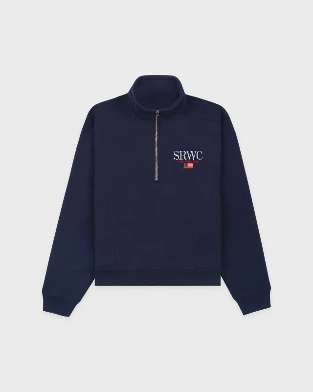 Nautical Embroidered Quarter Zip - Navy sold by Sporty and Rich