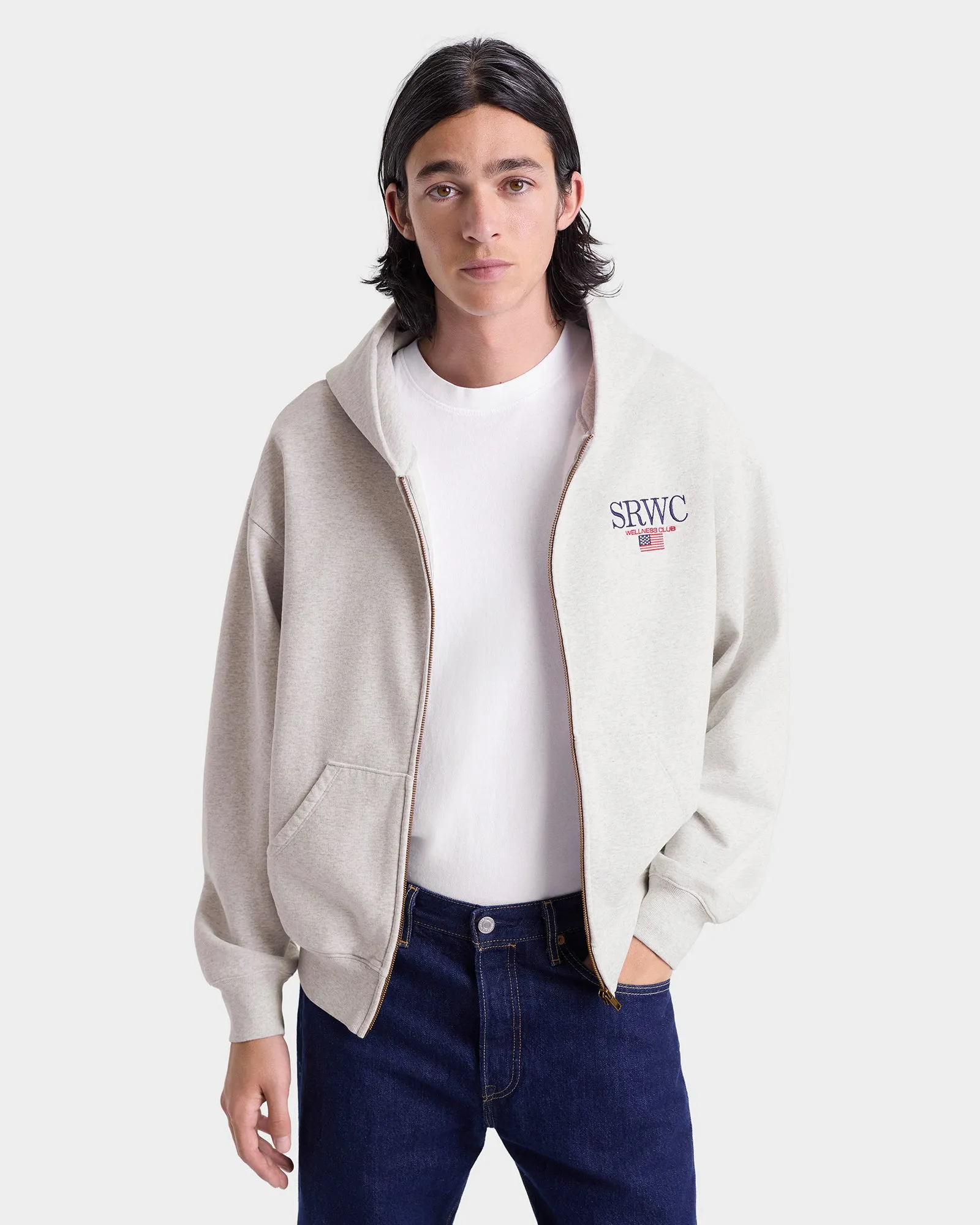 Nautical Embroidered Zip Hoodie - Heather Gray/Navy sold by Sporty and Rich product image thumbnail 4