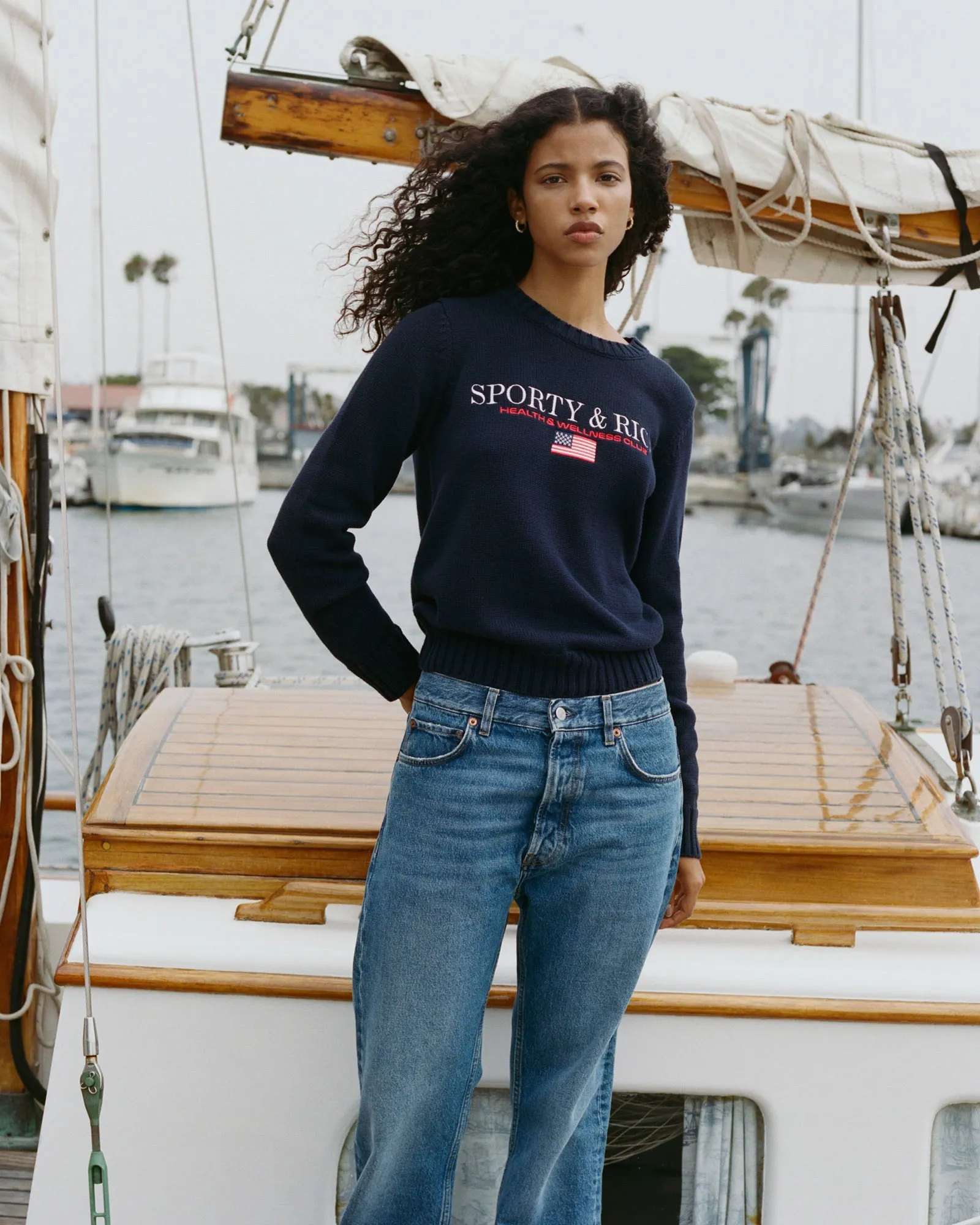 S&R Nautical Knitted Sweater - Navy sold by Sporty and Rich product image thumbnail 2