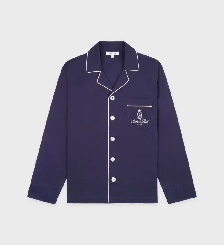 Vendome Pyjama Shirt - Navy/White sold by Sporty and Rich