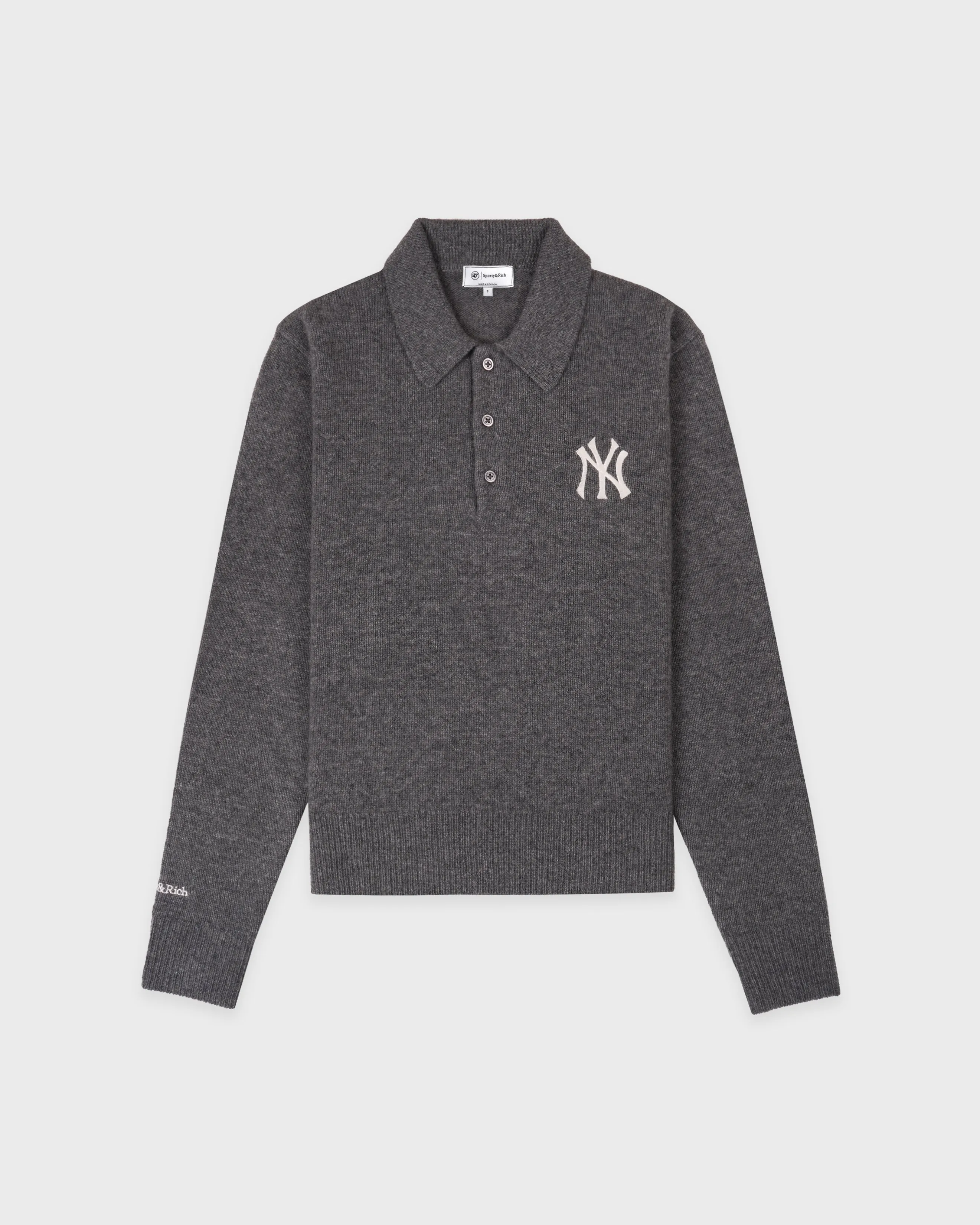 Heritage Yankees Serif Cashmere Polo - Dark Grey/White sold by Sporty and Rich