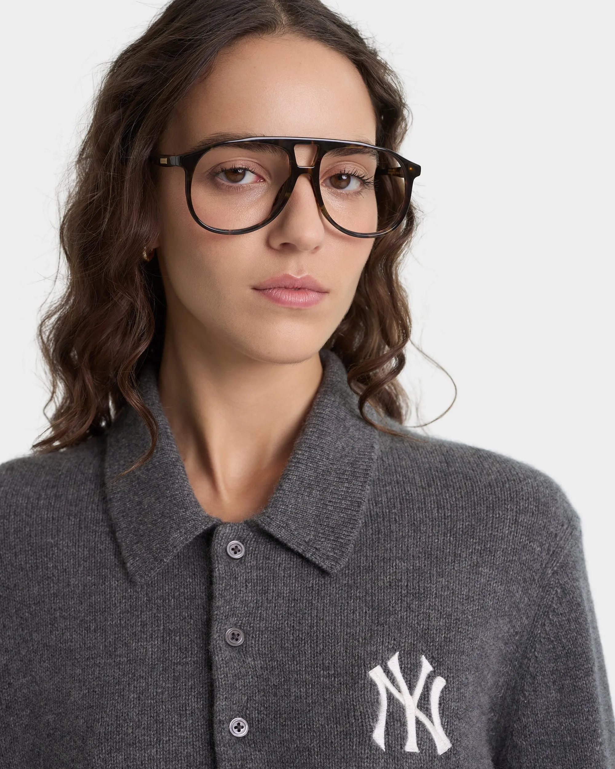 Heritage Yankees Serif Cashmere Polo - Dark Grey/White sold by Sporty and Rich product image thumbnail 4
