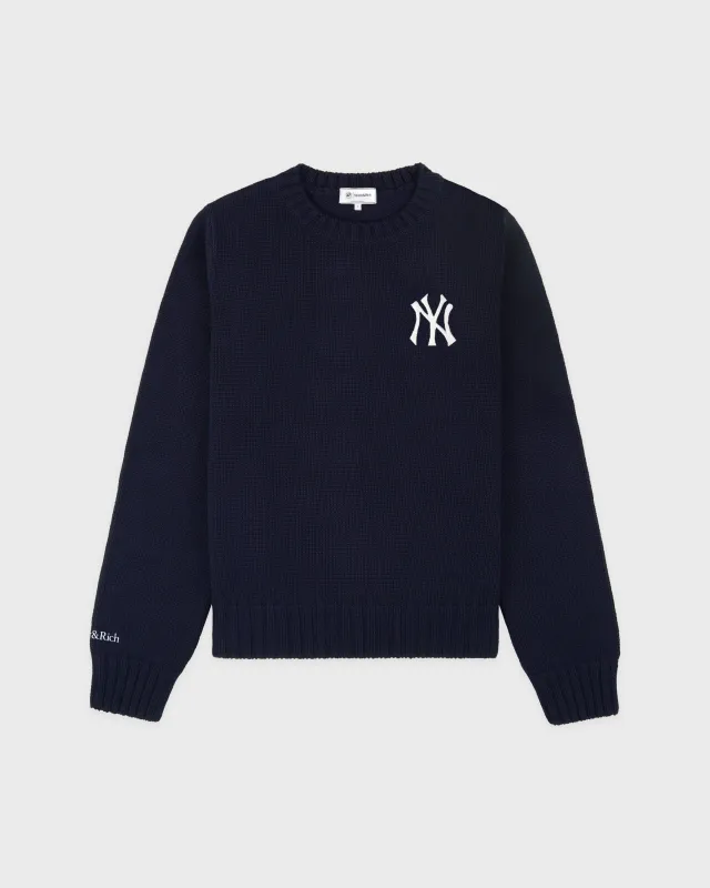 Heritage Yankees Serif Knitted Sweater - Navy/Ecru made by Sporty and Rich