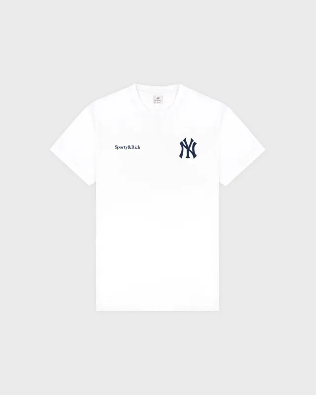 Yankees Curve T-Shirt - White/Navy sold by Sporty and Rich