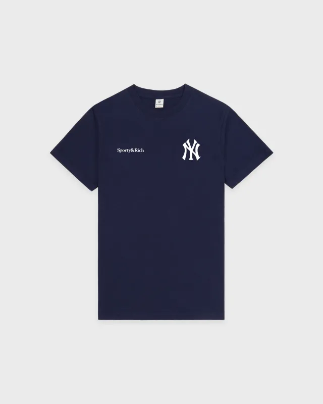 Yankees Curve T-Shirt - Navy/White sold by Sporty and Rich