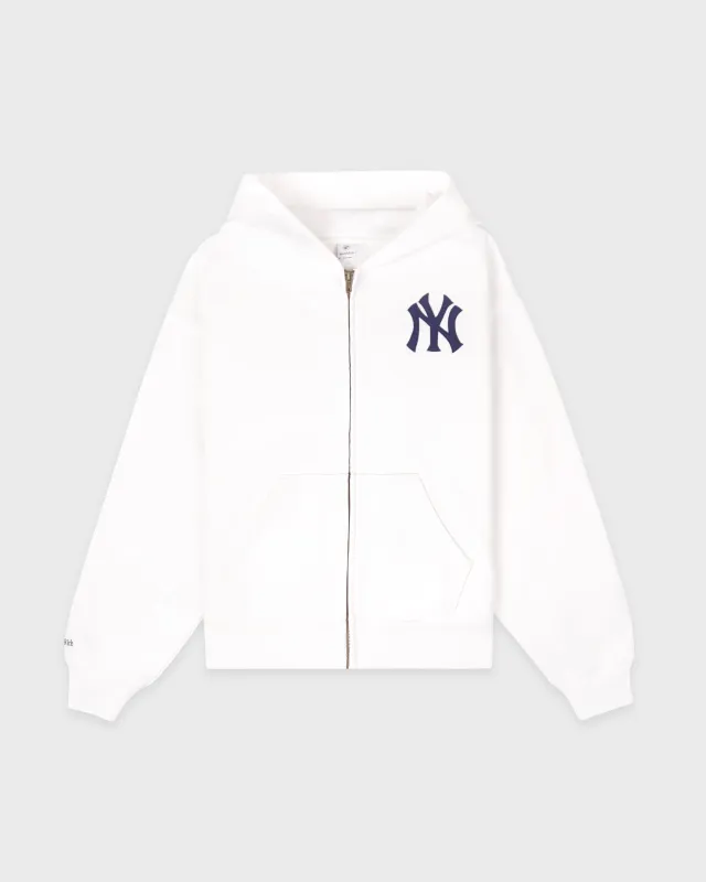 Heritage Yankees Serif Zip Hoodie - White/Navy sold by Sporty and Rich