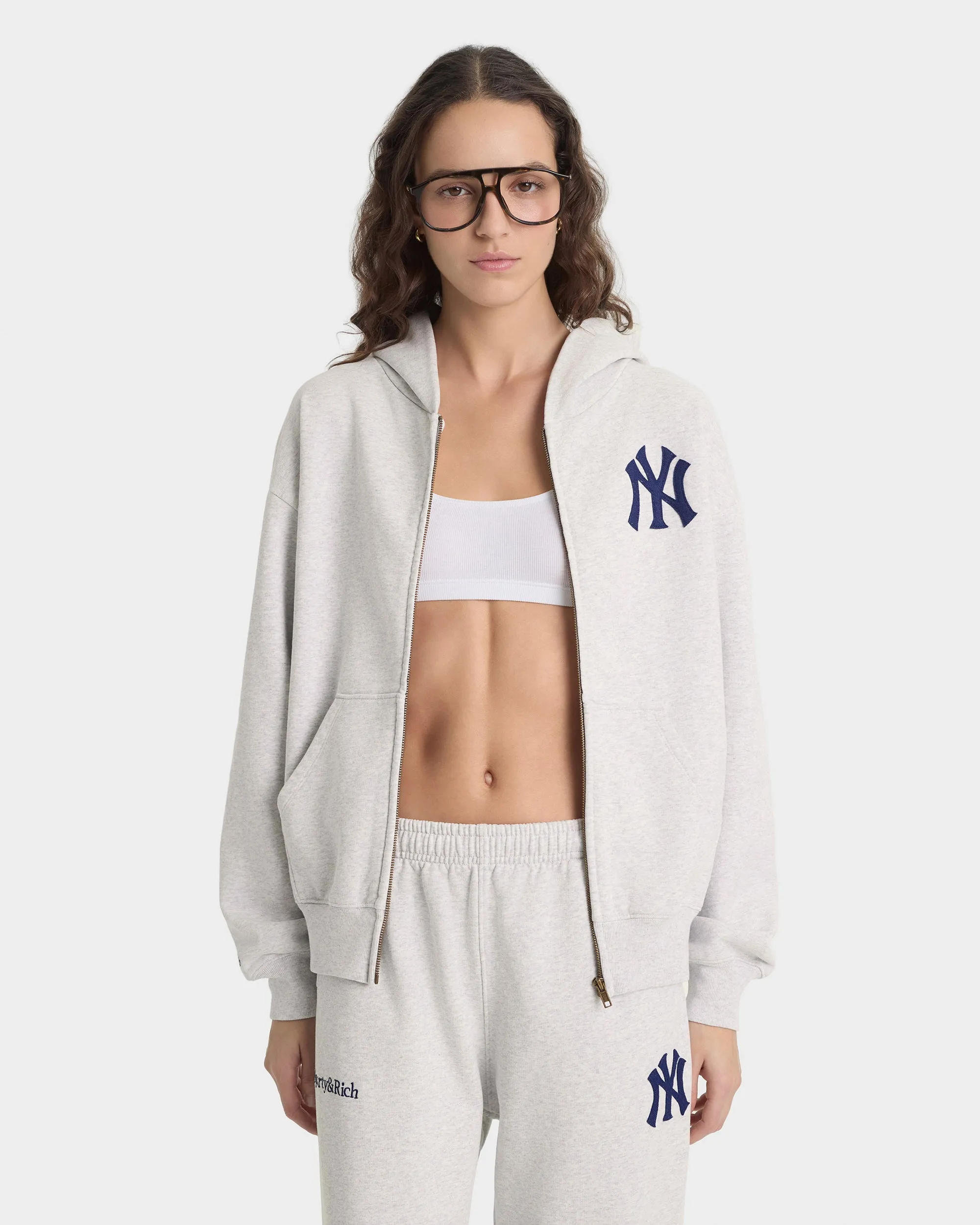 Heritage Yankees Serif Zip Hoodie - Heather Gray/Navy sold by Sporty and Rich product image thumbnail 3