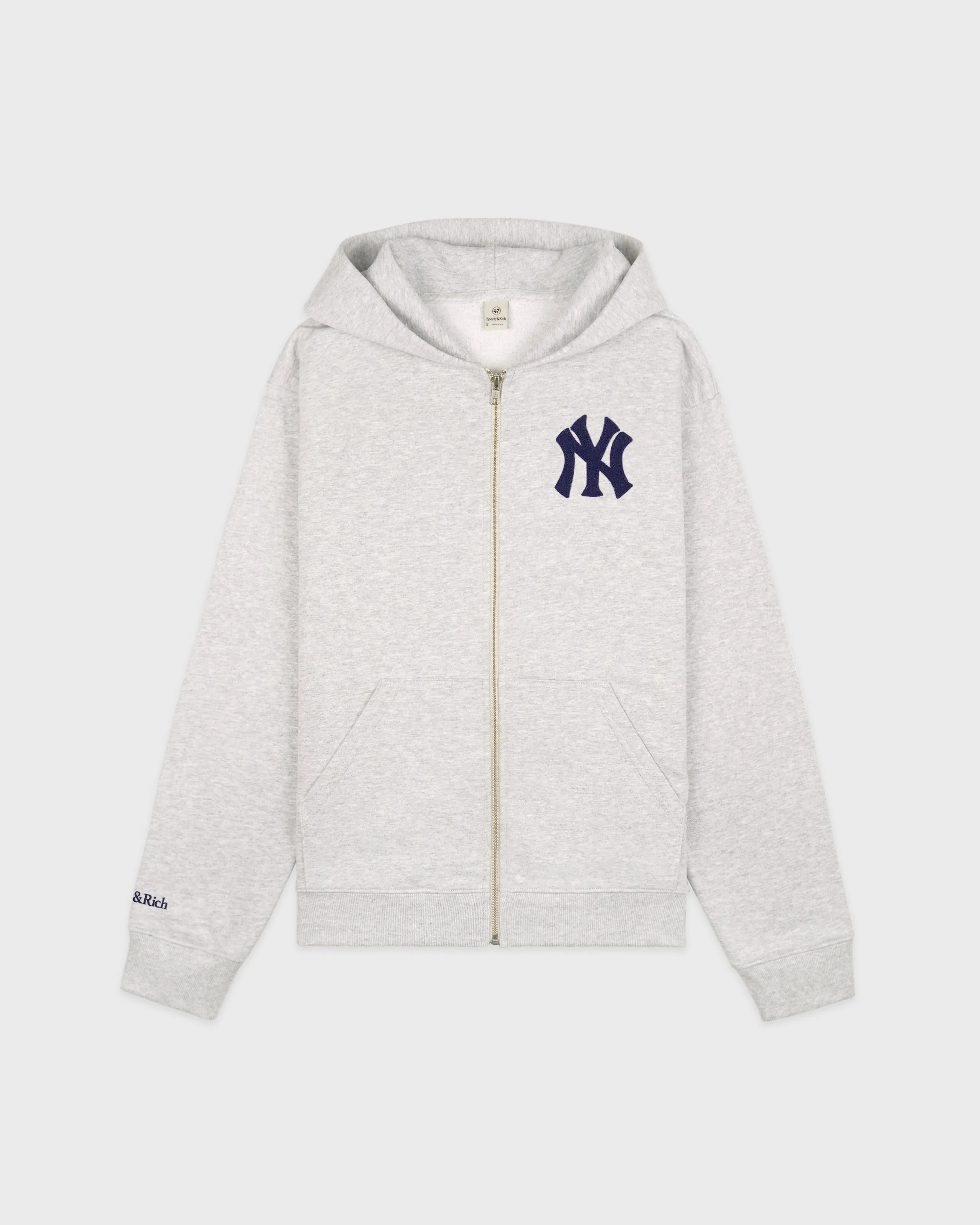 Heritage Yankees Serif Zip Hoodie - Heather Gray/Navy sold by Sporty and Rich