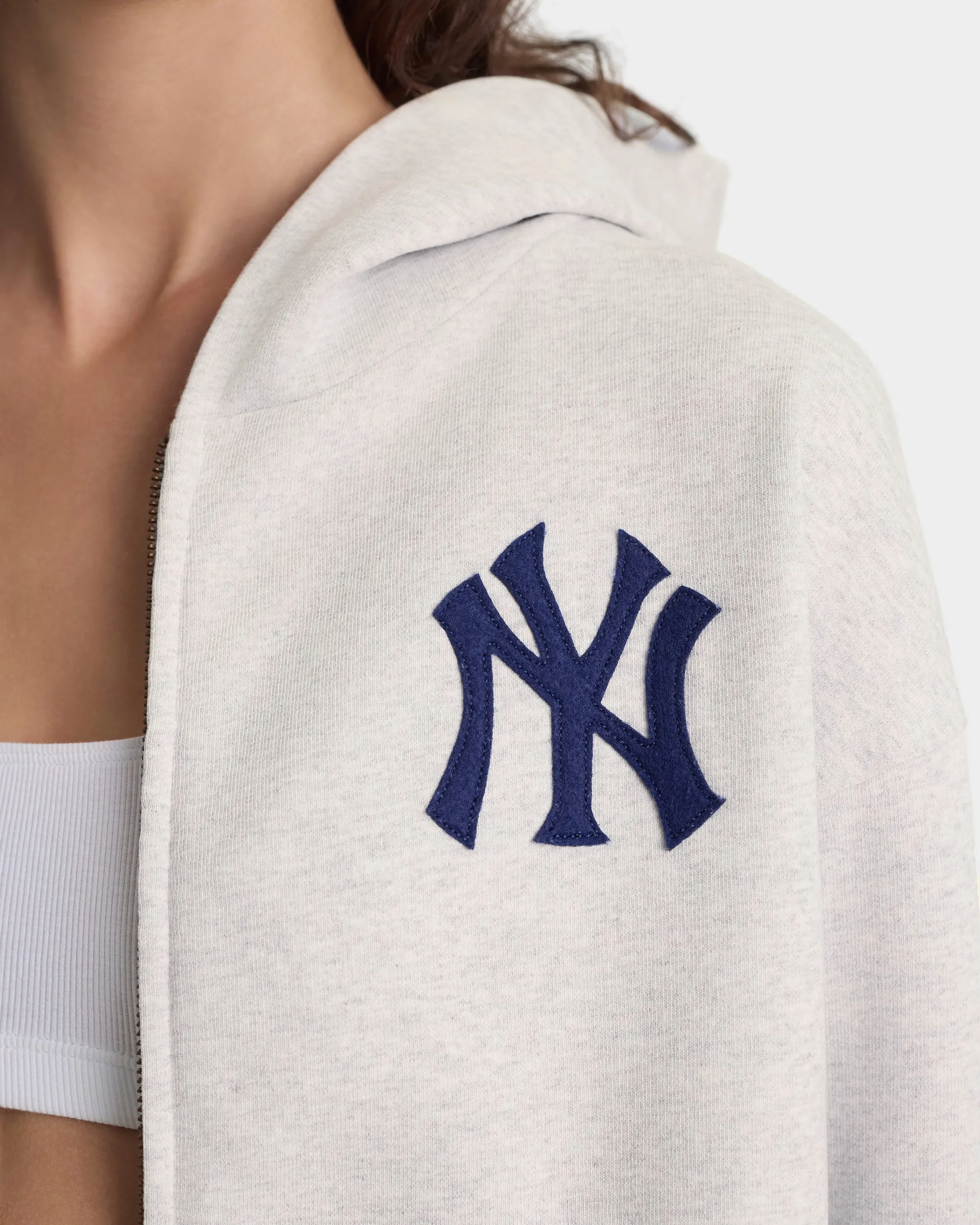 Heritage Yankees Serif Zip Hoodie - Heather Gray/Navy sold by Sporty and Rich product image thumbnail 4