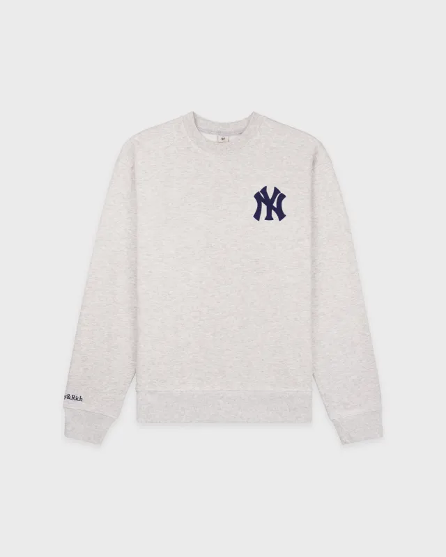 Heritage Yankees Serif Crewneck - Heather Gray/Navy sold by Sporty and Rich