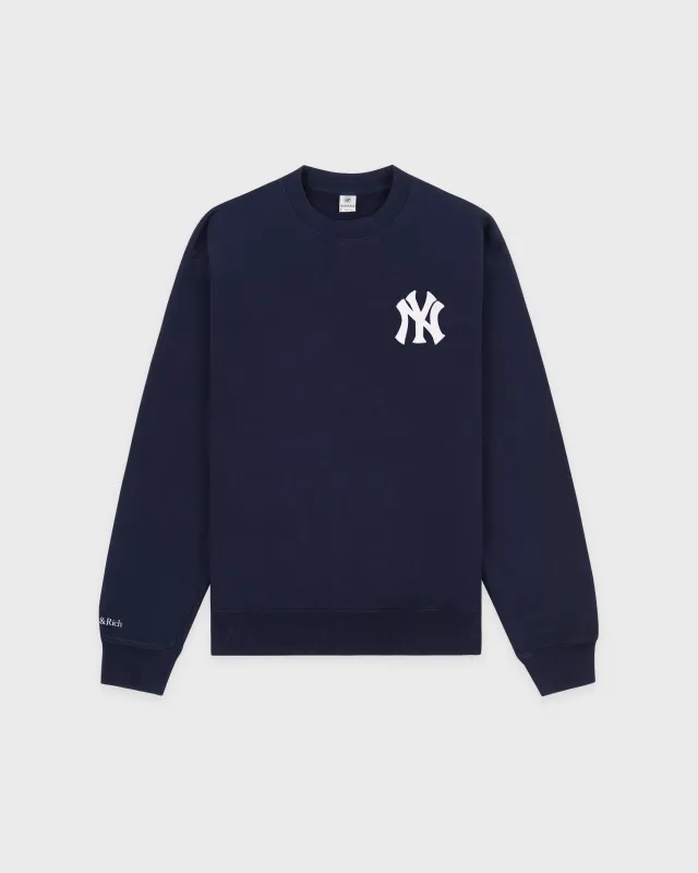 Heritage Yankees Serif Crewneck - Navy/White sold by Sporty and Rich
