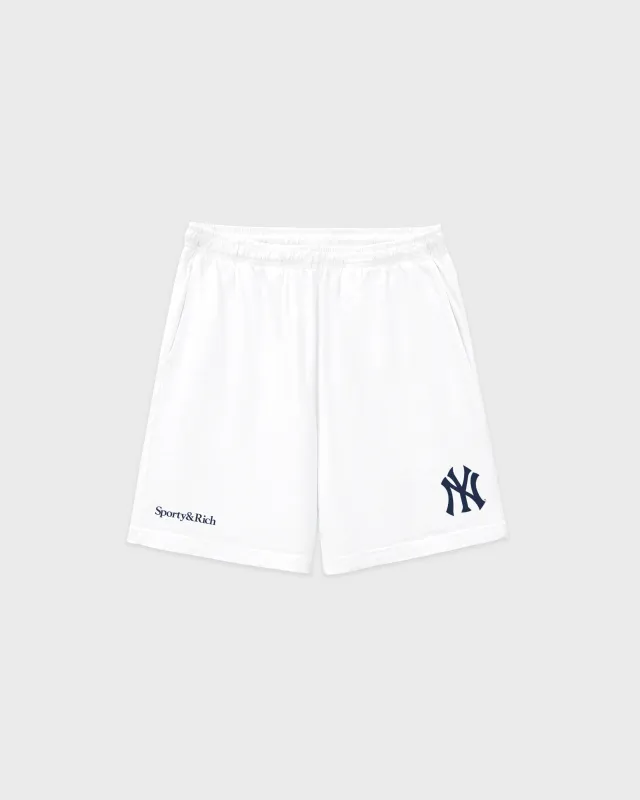 Heritage Yankees Serif Gym Short - White/Navy sold by Sporty and Rich