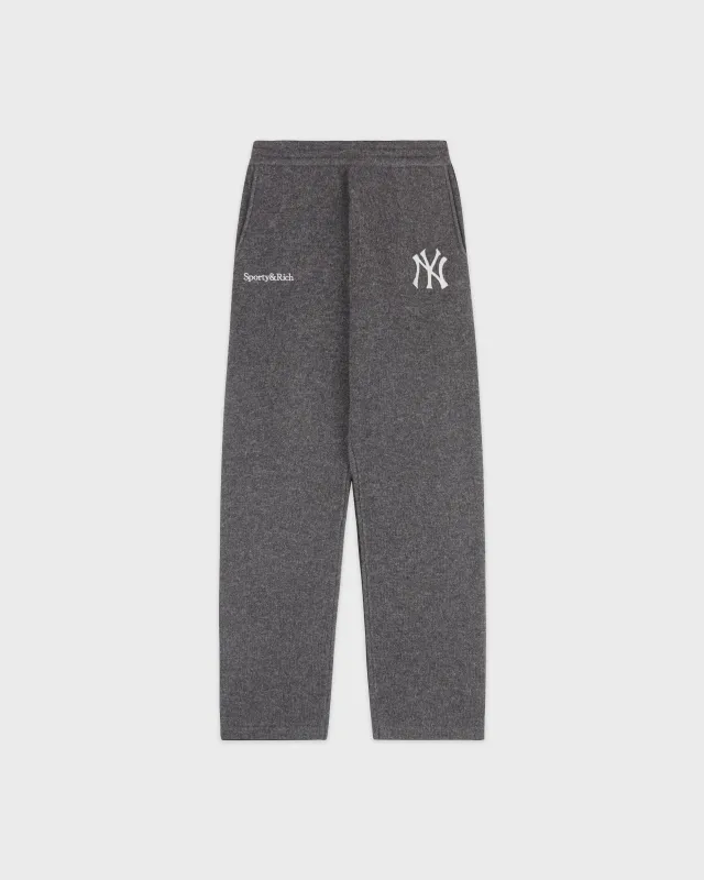 Heritage Yankees Serif Cashmere Trousers - Dark Grey/White made by Sporty and Rich
