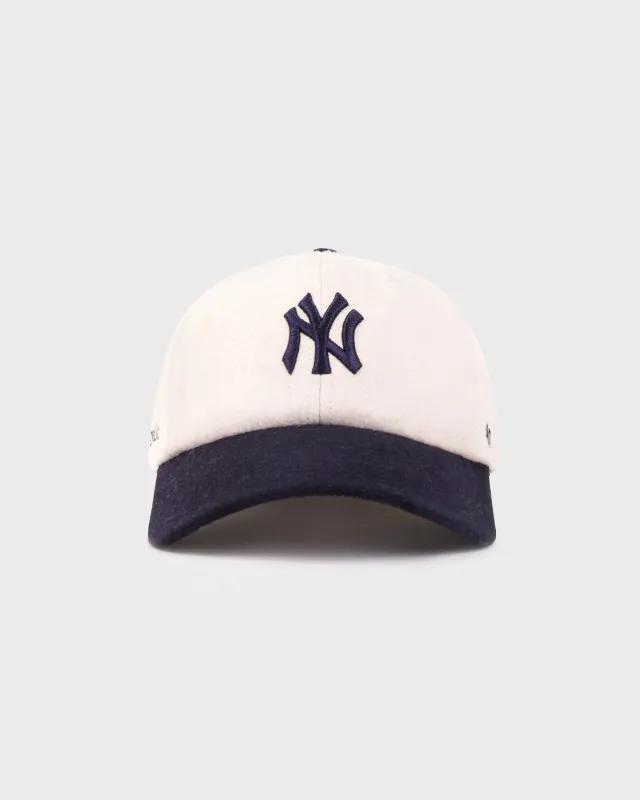 Yankees Serif Wool Hat - Ecru/Navy sold by Sporty and Rich