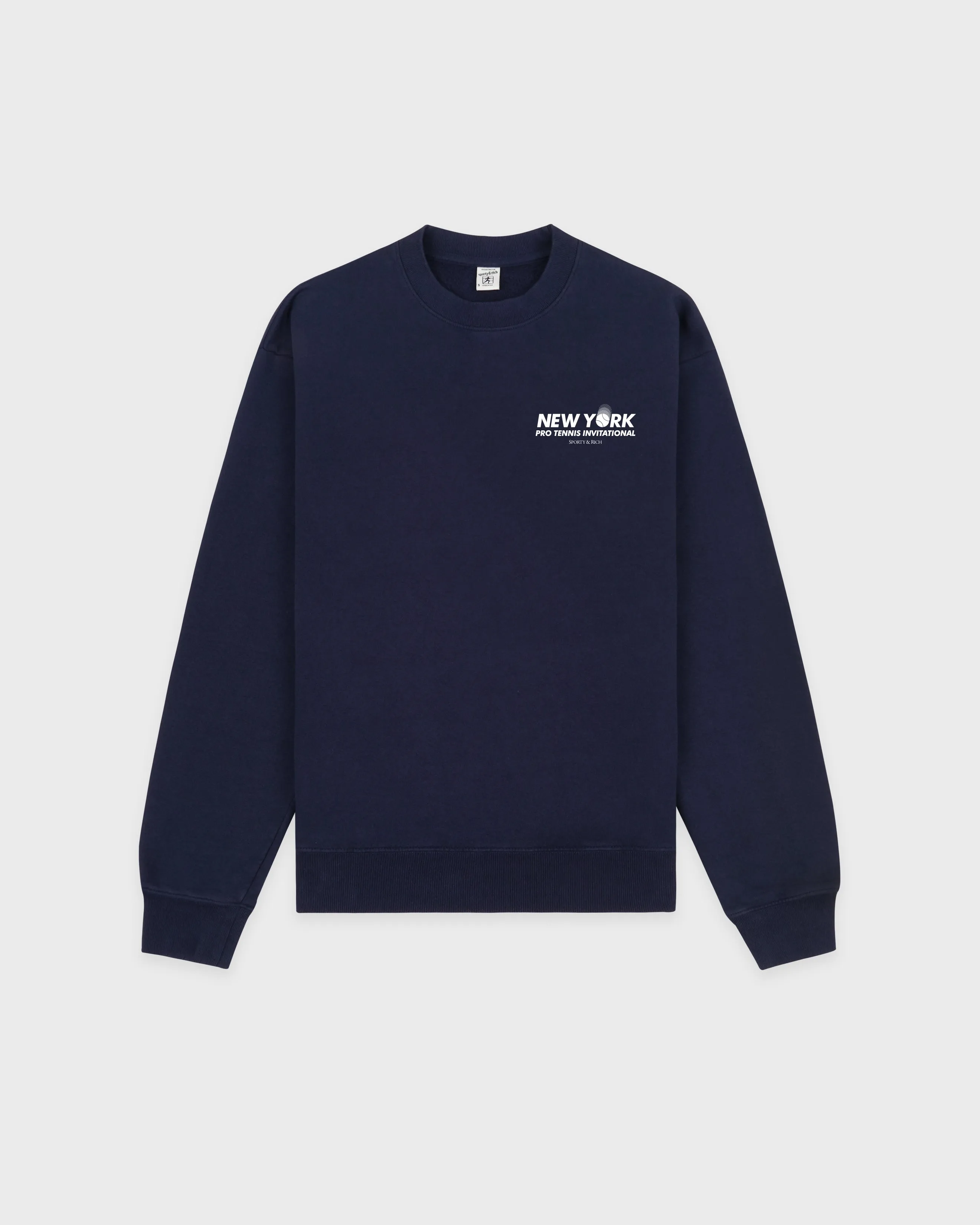 Pro Crewneck - Navy/White sold by Sporty and Rich