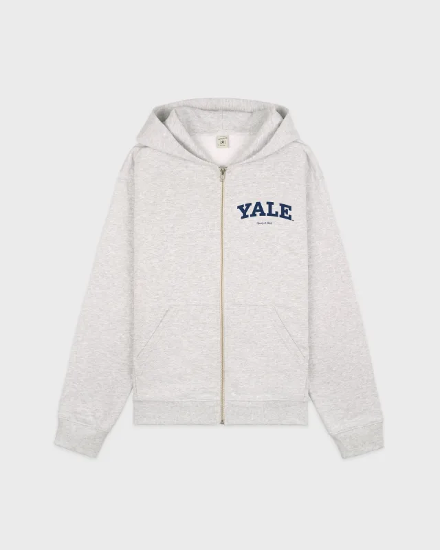 Yale Classic Zip Hoodie - Heather Gray/Navy sold by Sporty and Rich
