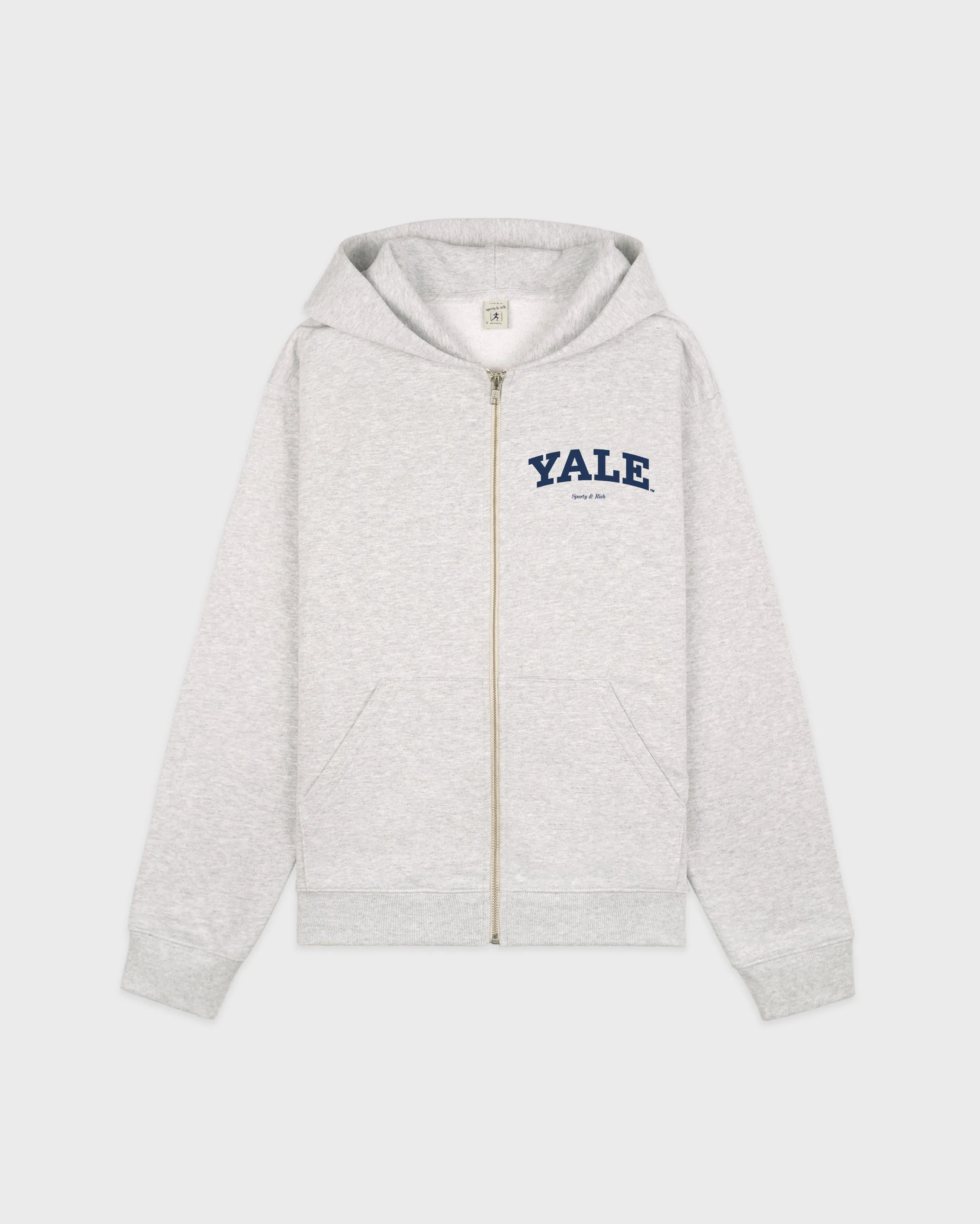 Yale Classic Zip Hoodie - Heather Gray/Navy sold by Sporty and Rich