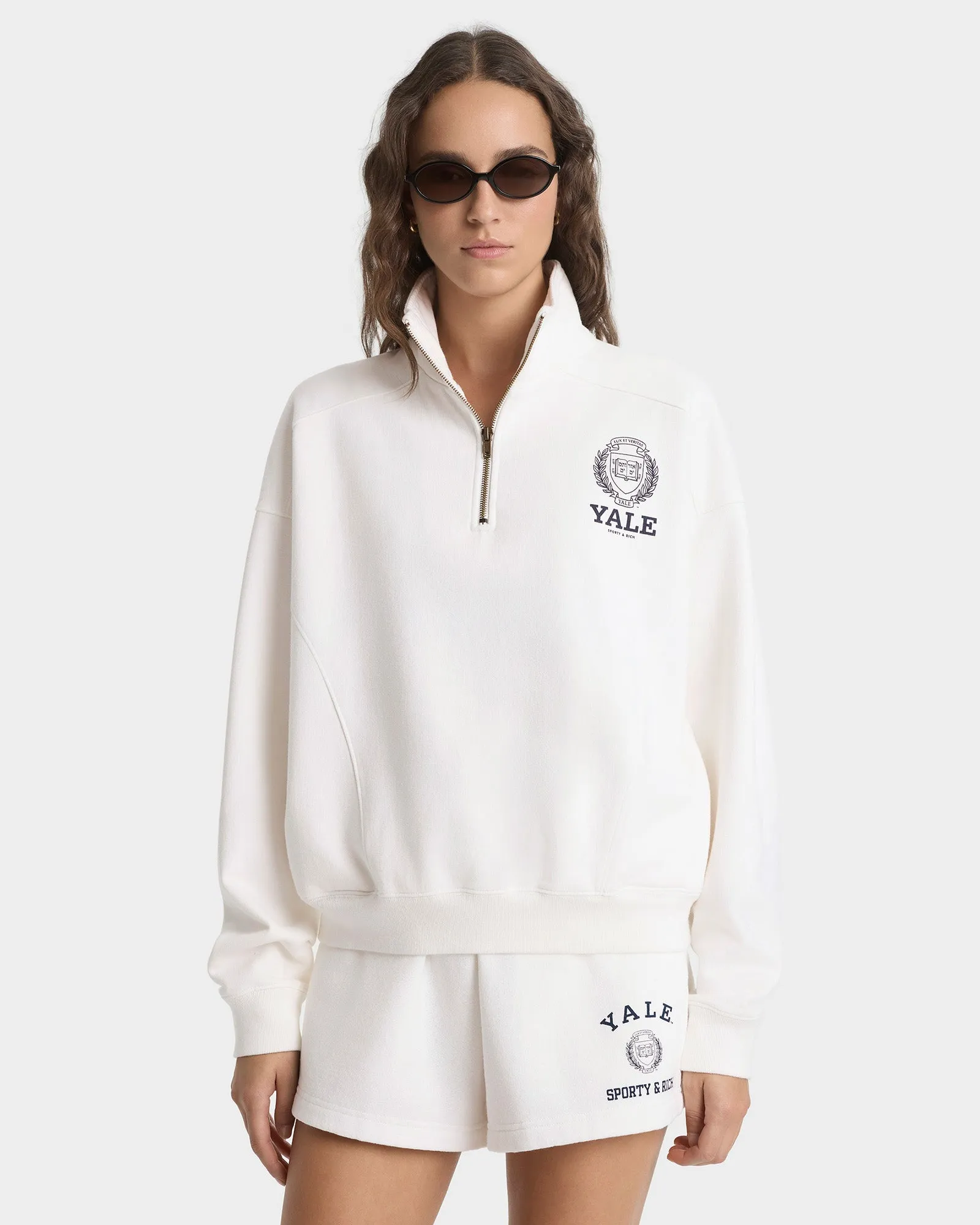 Yale Crest Quarter Zip - White/Navy sold by Sporty and Rich product image thumbnail 3